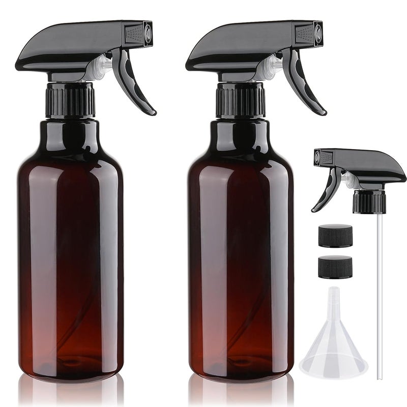 Hethyo Plastic Spray Bottles Empty Spray Bottle 16.9oz/500ml 2 Pack Heavy Duty Spraying Bottles Mist/Stream Water Bottle for Cleaning Solutions, Essential Oils, Hair (Amber) - Image 1